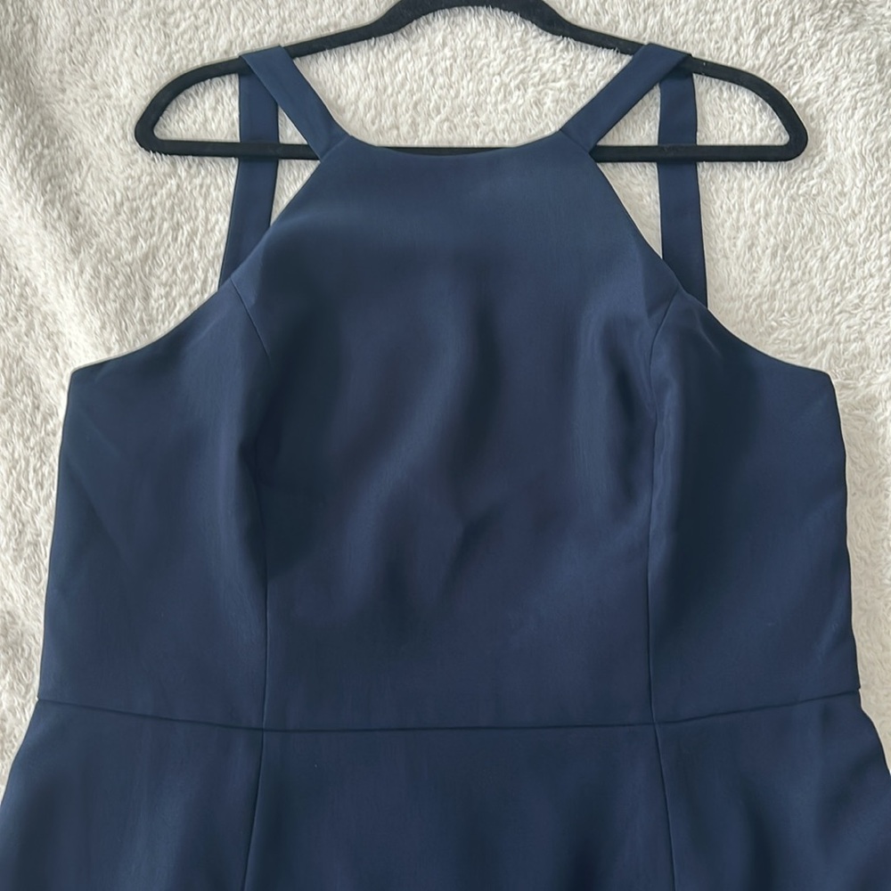 Dessy Collection Halter Neck Open Back Gown Dress Midnight Blue Size 18 NWT - Picture 7 of 10